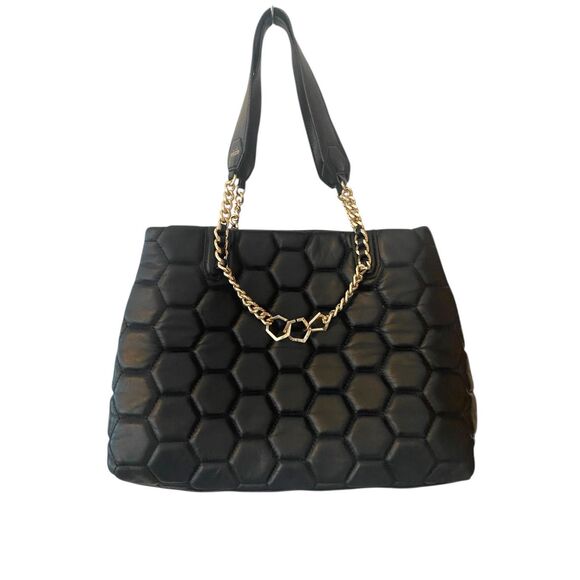 Arezzo Black Leather Large Satchel Bag